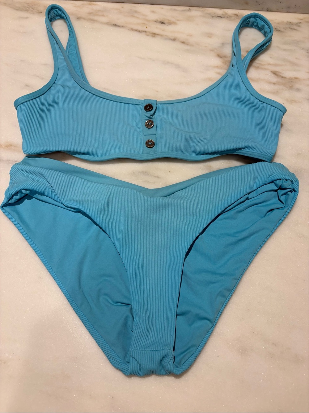 l*space Aqua Ribbed Two-Piece Bikini